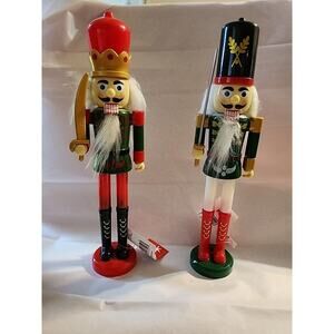 Set of 2 Christmas Plastic Nutcracker Soldier table Decorations 9" Tiered Trays